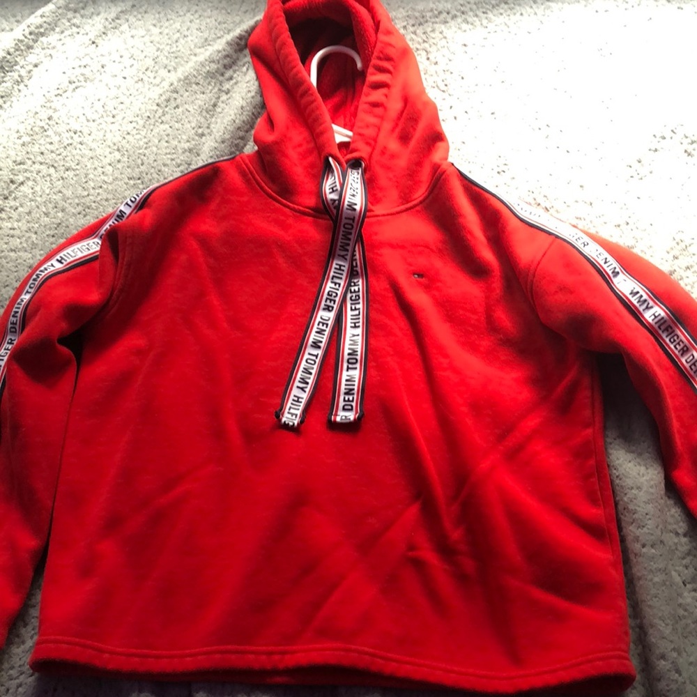 Tommy Hilfiger red hoodie.